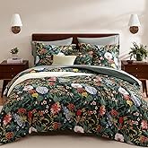 CASAAGUSTO Queen Comforter Set-7 Pieces Green Botanical Floral Bedding, Flowers Printed Design Queen Bed in a Bag with Botanical Flowers Comforter, Sheets, Pillowcases & Shams