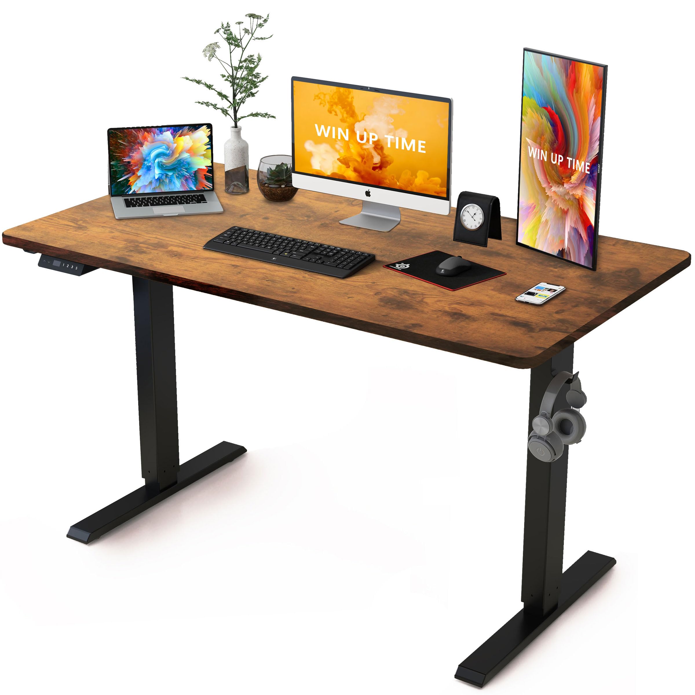 Photo 1 of Win Up Time Standing Desk Adjustable Height- Whole Piece Desktop Stand Up Desk, Electric Standing Desk, Sit to Stand Desk for Home & Office Computer Desk