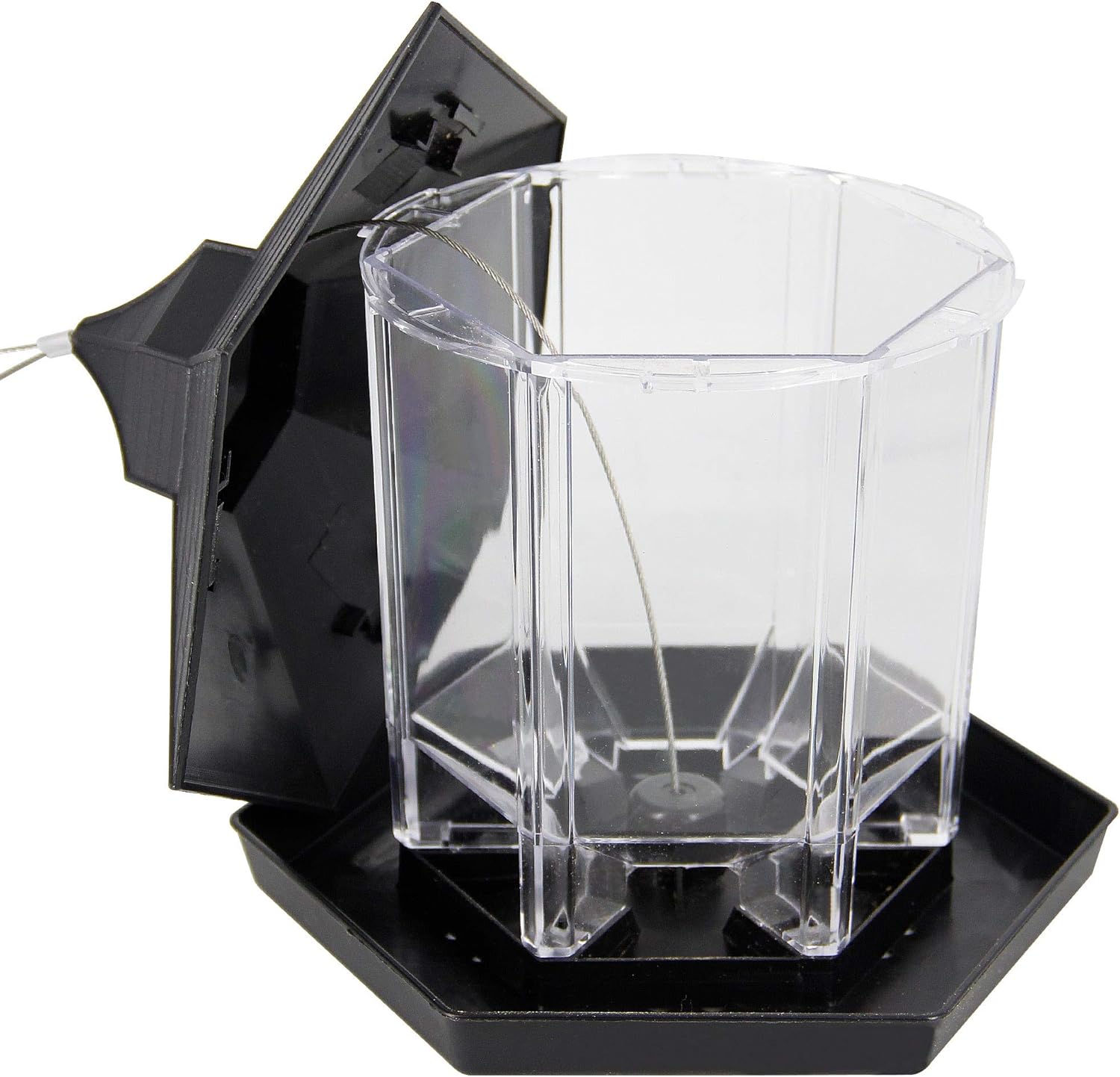 SAND MINE Panorama Bird Feeder, Hexagon Shaped with Roof Hanging Bird Feeder for Garden Yard Decoration (Black) : Garden & Outdoor