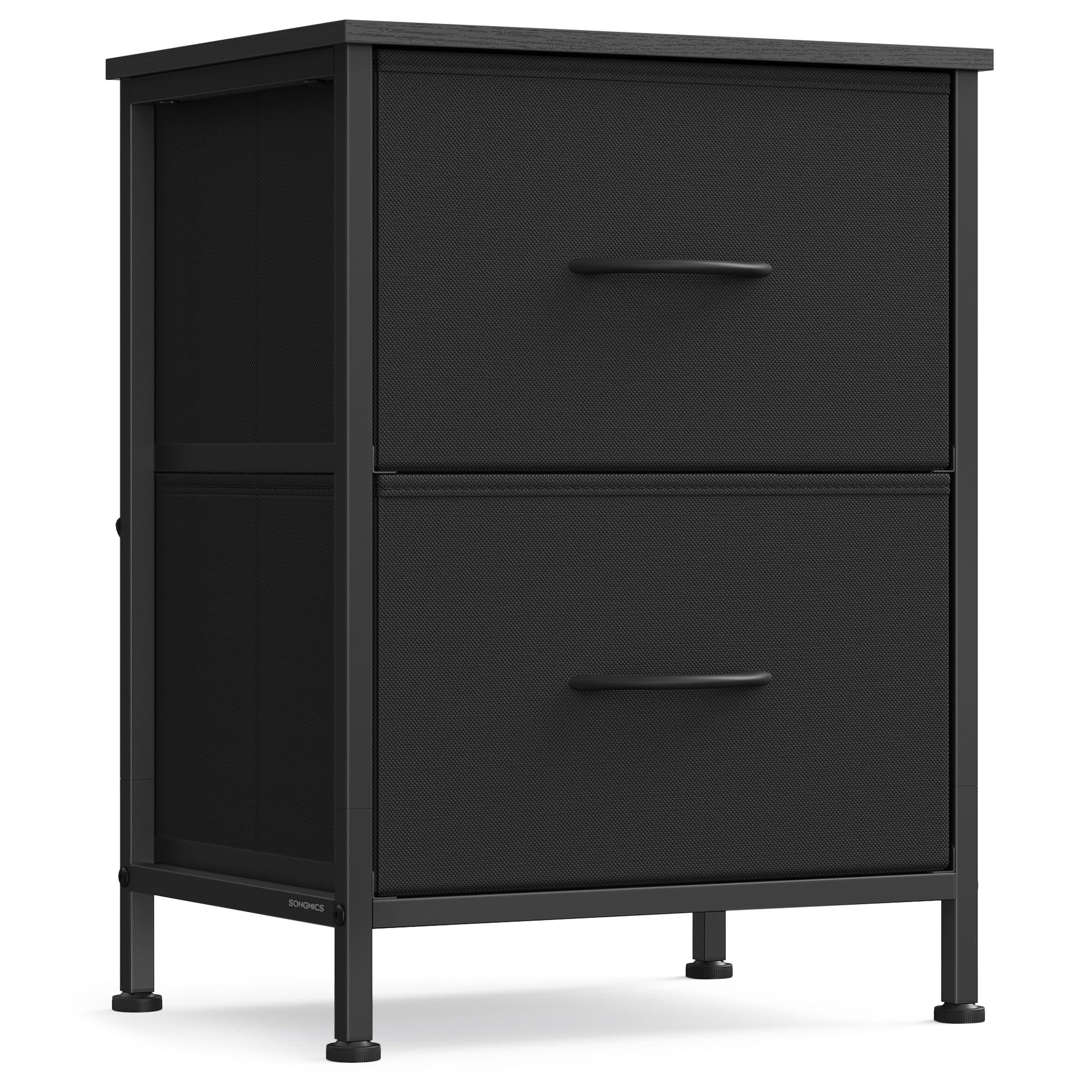 Photo 1 of ** missing pull bar**SONGMICS Dresser for Bedroom, Chest of Drawers, Nightstand, Steel, MDF, 2 Non-Woven Fabric Drawers, Storage Organizer Unit, Closet, Entryway, Ink Black and Ebony Black ULGS312B01S
