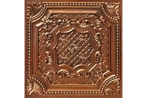 From Plain To Beautiful In Hours DCT04 Elizabethan Shield PVC 2' x 2' Lay-in or Glue-up Ceiling Tile (Covers / 100 sq.ft), Aged Copper, 25 Piece