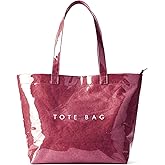 KALIDI PVC Zipper Tote Bag, Jelly Kraft Paper Beach Bag Large Hobo Carry All Travel Shopping Handbag Plastic Shoulder Bag