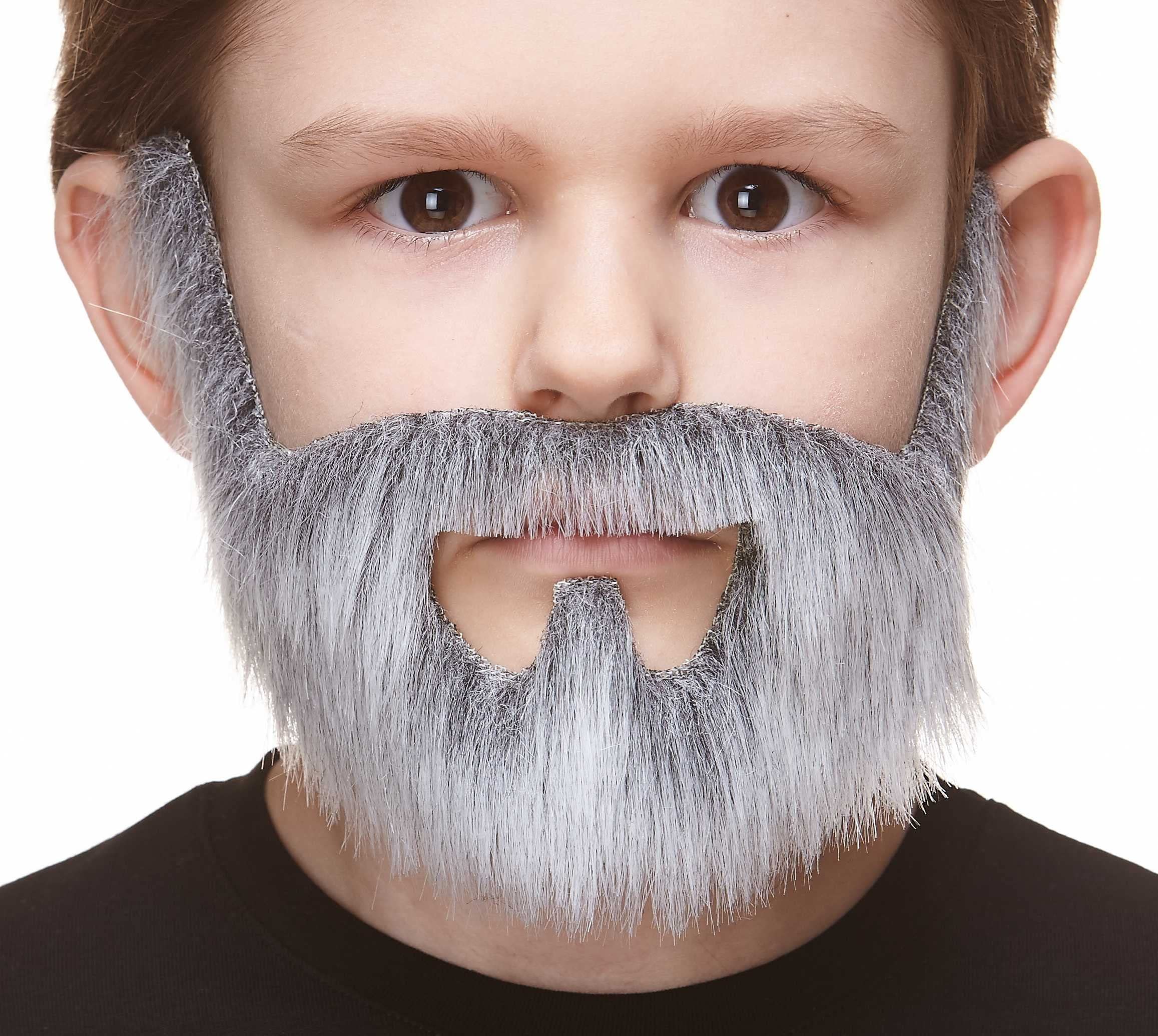 Mustaches Self Adhesive, Novelty, Small On Bail Fake Beard, Gray with White Color