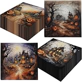 Cextoga Halloween Napkins,Spooky Halloween Decorations 40pcs Happy Halloween Paper Hand Towels Pumpkin Horror House Paper Napkins for Halloween Party Supplies