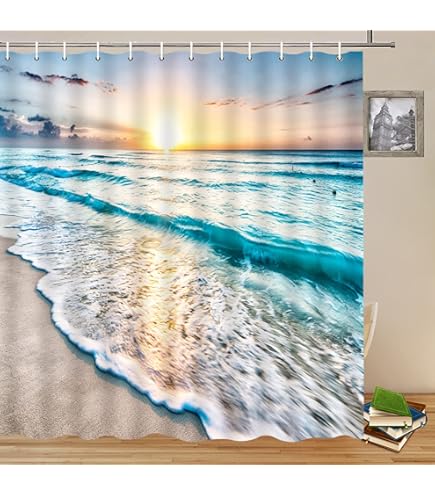 Rideau De Douche En Tissu Imperméable Avec Crochets Inclus