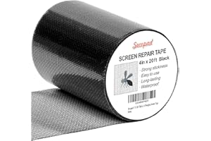 Secopad 4" X 240" Black/Grey Window Screen Repair Tape, Wide Strong Adhesive Screen Repair Kit in Fiberglass