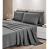 Chezmoi Collection 6-Piece Gray Sheet Set King - Extra Soft Breathable Brushed Microfiber Bed Sheets with 15" Deep Pocket & 4 Pillowcases