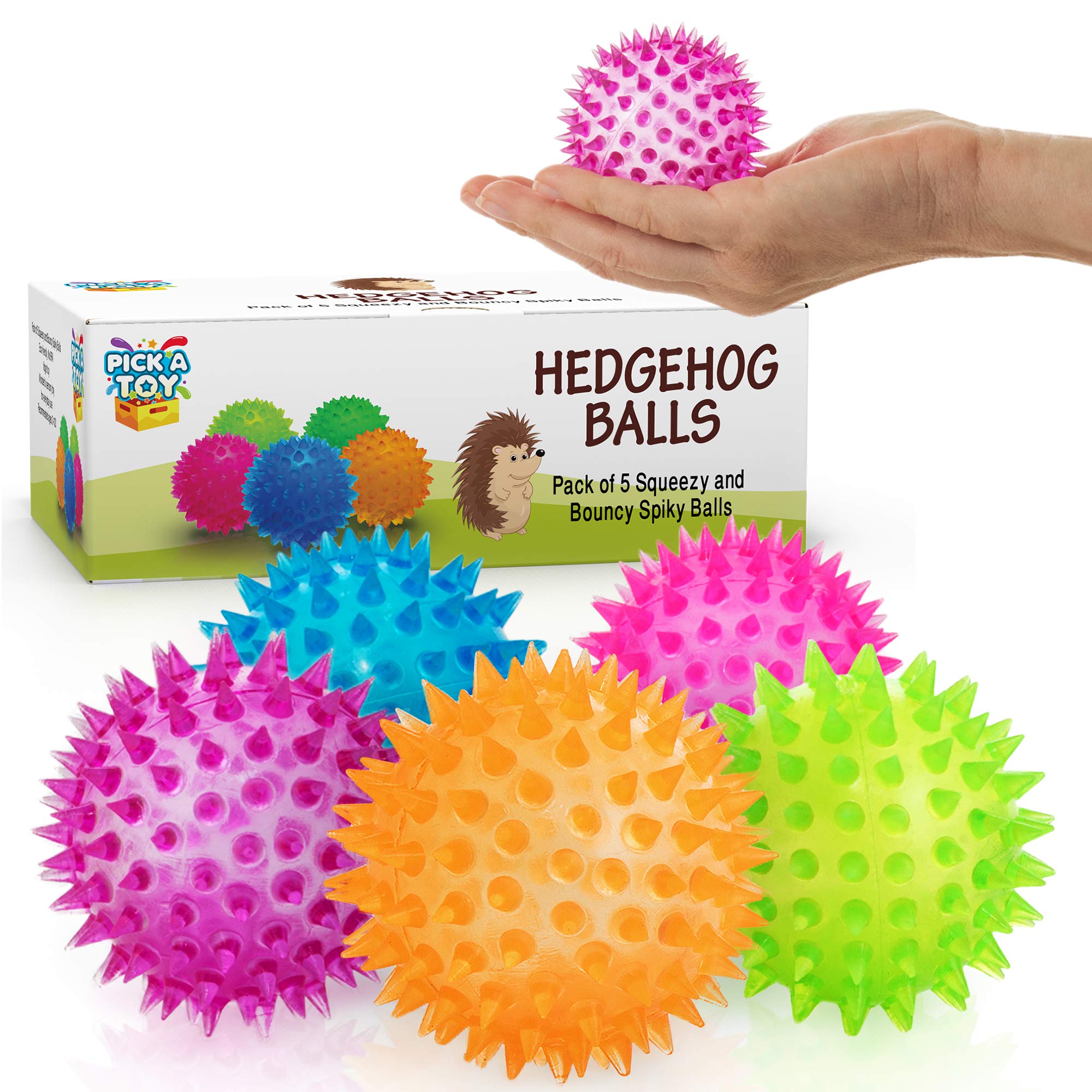 Photo 1 of Squishy Stress Relief Sensory Toys Fidget Spiky Ball 5 - Pcs Set – Eco-Friendly Squeezy Antistress Toy Balls for Men, Women, Adults, Teens & Children –Ideal for People with OCD, ADHD, ADD & Autism