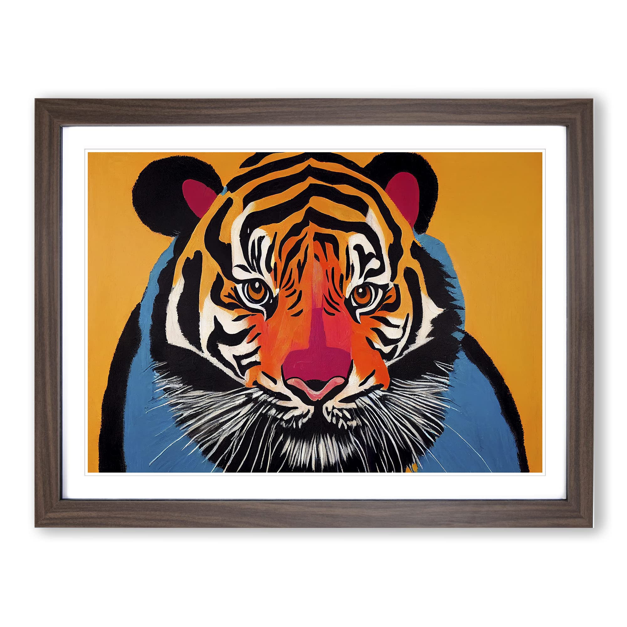 Inconceivable Tiger Abstract Framed Print | A4 Walnut Framed Wall Art | Ready to Hang | Abstract Animal Picture | Living Room Bedroom Lounge Office