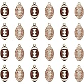 WATMTIN 24 Pcs Football Charms for Jewelry Making, Enamel Rhinestone Football Pendant for Necklace Bracelet Earrings Making DIY Crafts Gift for Sports Day Birthday Baby Shower Wedding