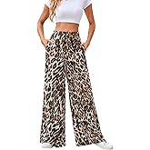 Women Pants Leopard Print Casual Pants Going Out Wide Leg Pants High Waisted Cheetah Pants for Women