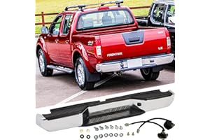 SAFAUTOPARTS Rear Steel Step Bumper Assembly for 2005-2021 Nissan Frontier without Park Assist Sensor Holes Chrome Back Bumper Replacement for NI1103114,with Pads Brackets and License Plate Lights