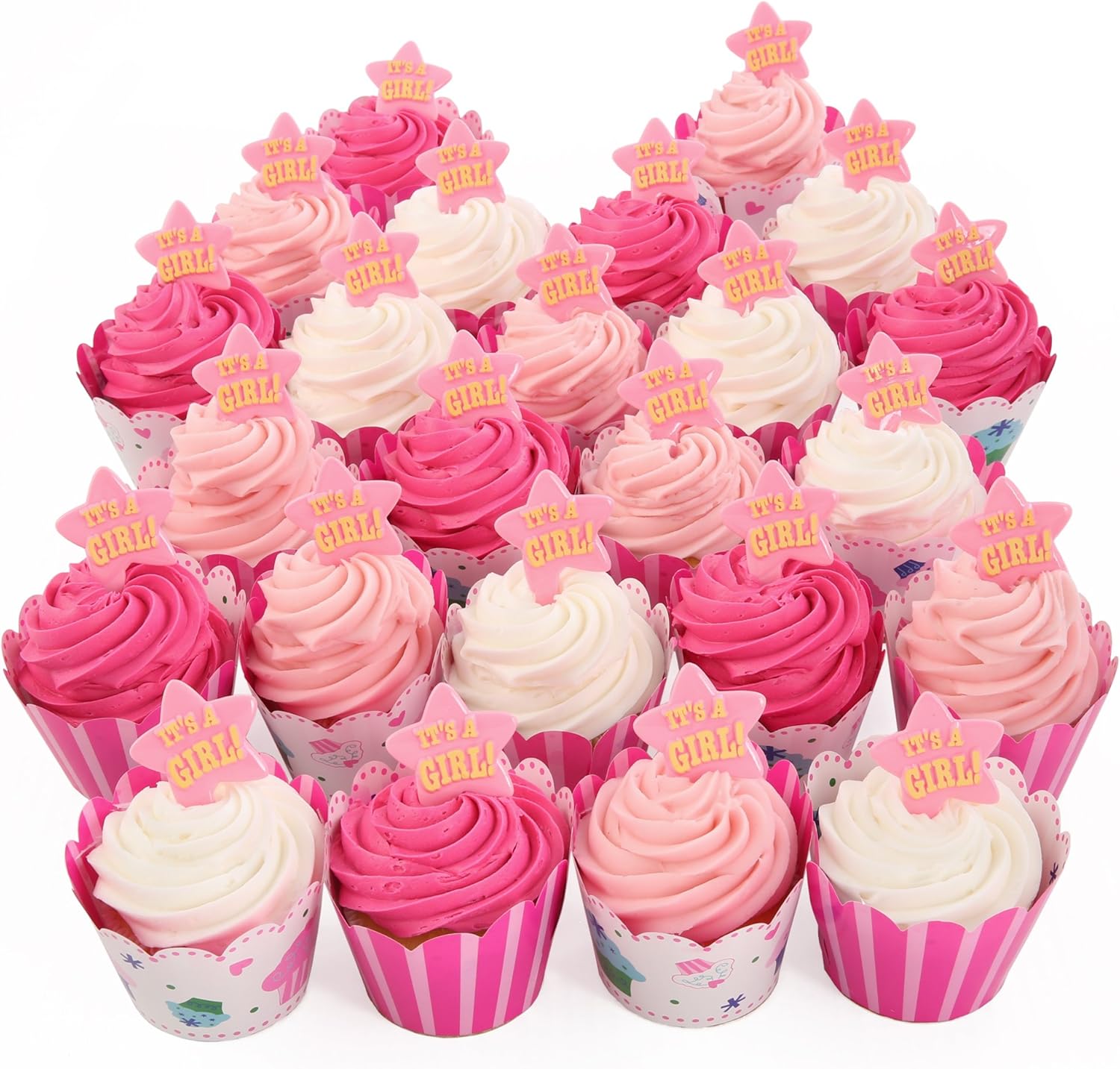 It's a Girl! 24 Reversible Cupcake Wraps and 24 Cupcake