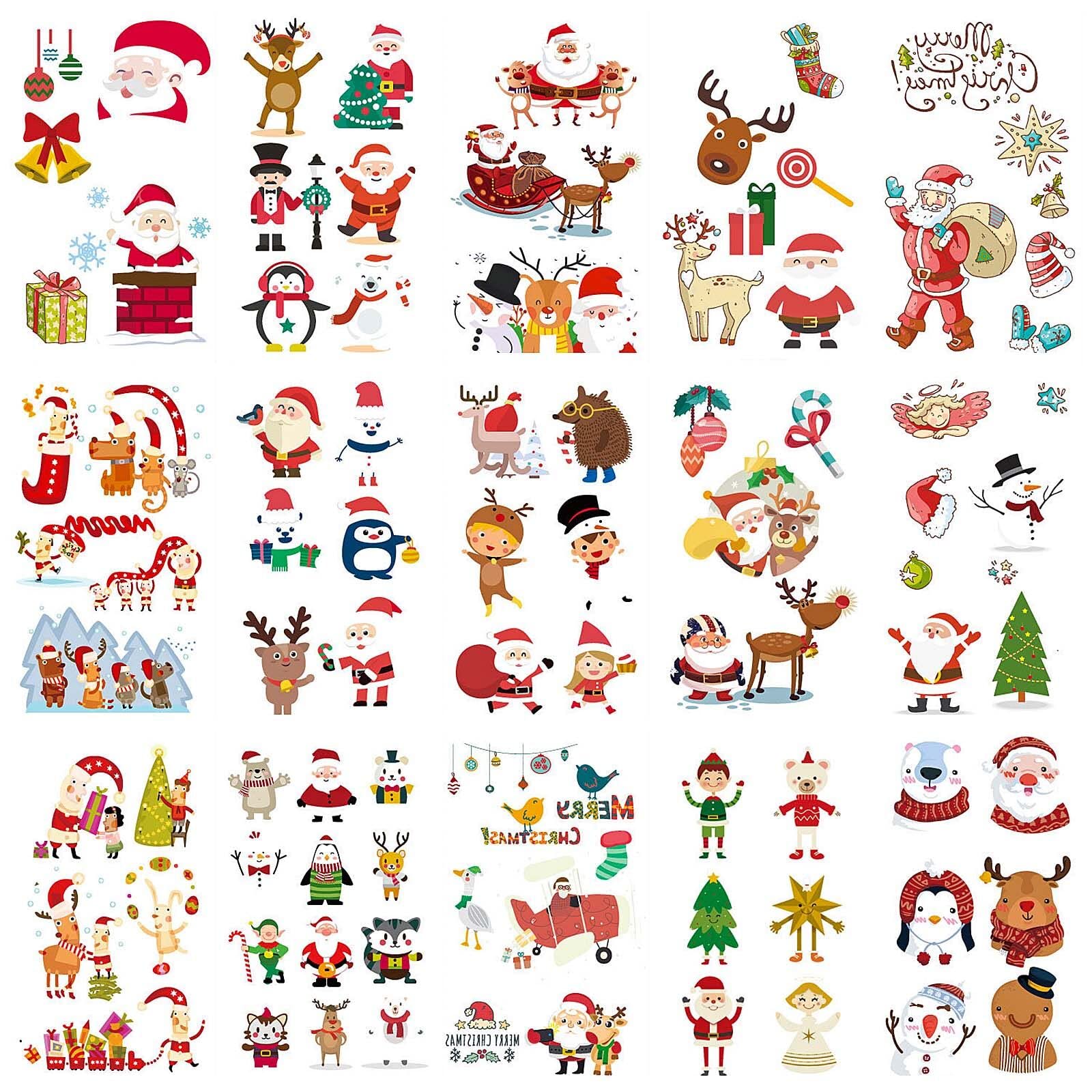 TUPARKA 230 Pcs Christmas Temporary Tattoos Cartoon Sticker Tattoo 30 sheet Assorted Styles Sticker Tattoo for Boys Girls Christmas Party Supplies