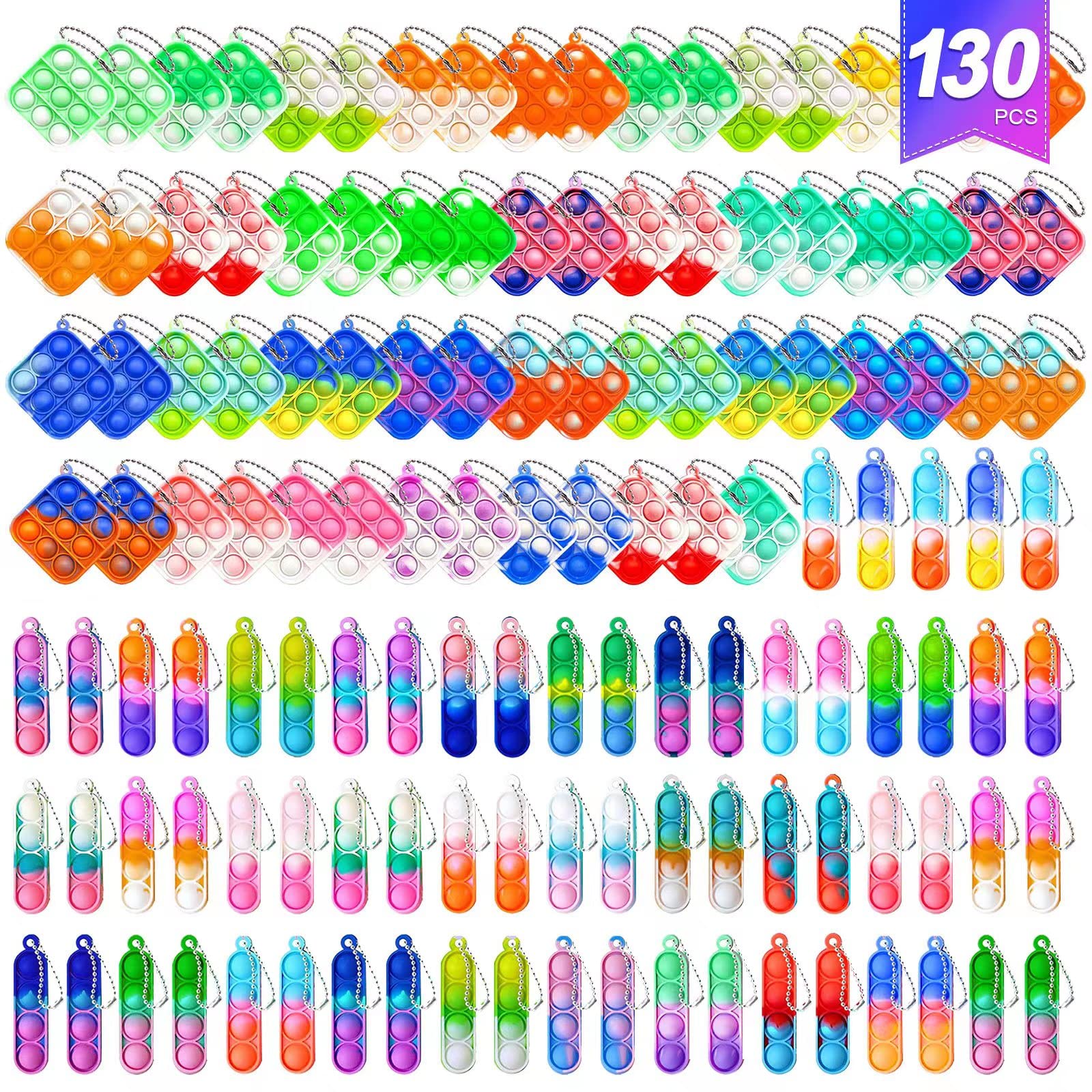 Photo 1 of amicbng 130 Pcs Pop Keychain Party Favors ,Mini Pop Keychain It Fidget Toy Bulk Stocking Pinata Stuffers Birthday Carnival Treasure Classroom Prizes Toddler Toys Fidget Pack Stress Relief Toys (130)