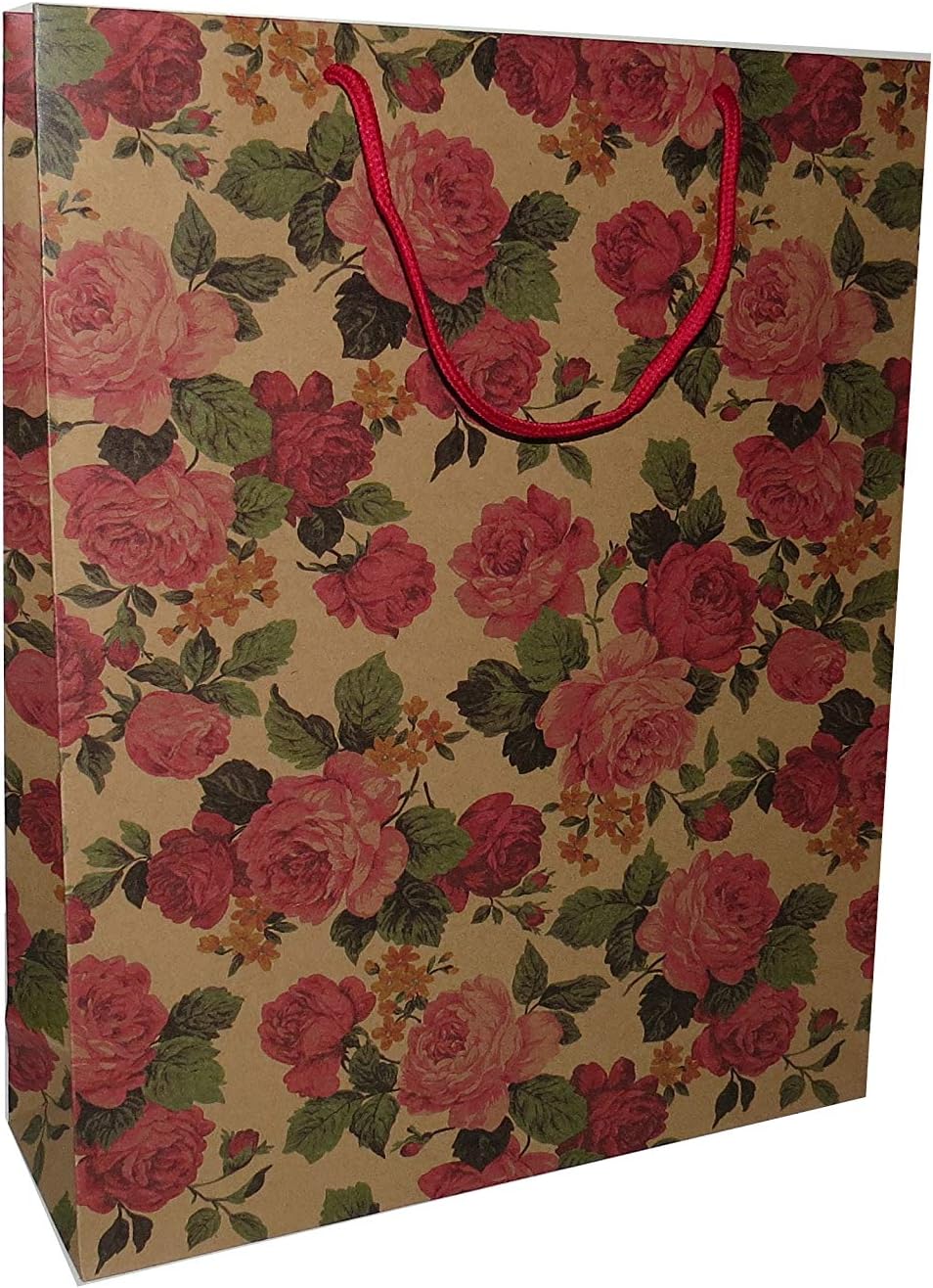 X12 Large Floral Flower Natural Brown Kraft Gift Bags Birthday Wrapping Wholesale Bulk Amazon
