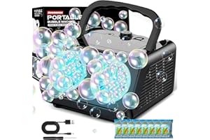 Bubble Machine, Upgraded Automatic Bubble Blower for Kids, 20000+ Bubbles Per Minute, Dual Power Bubble Maker with 2 Fans, Su