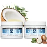 Advanced Clinicals Keratin Hair Mask Treatment, 12 Fl Oz (2-Pack), For Color Treated Hair, Detoxifying + Fortifying Repair Conditioner with Shea Butter, Helps Strengthen Broken Hair