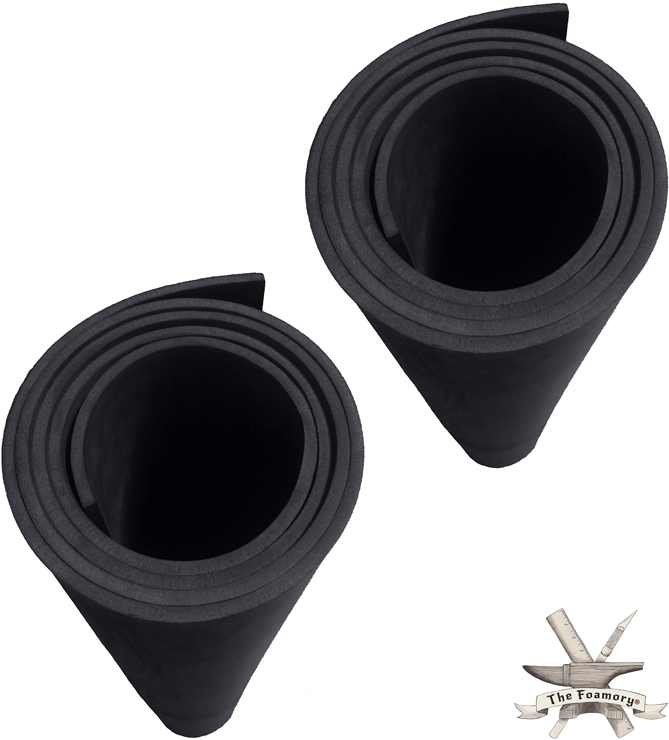 2-Pack Shape Retention EVA Cosplay Foam - 6mm Thick (Black) X-Large 35”x59” High Density EVA Craft Foam Sheets - Premium 85 kg/m3 Heat Shape Material for DIY, Con or Halloween Costumes - The Foamory