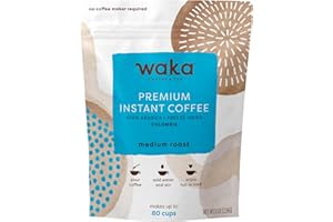 WAKA COFFEE Waka Instant Coffee, Medium Roast - 100% Arabica Colombian Beans, Freeze Dried Granules, No Sugar or Additives - Bulk Bag for Quick Hot and Iced Coffees, Up to 80 Cups (8oz)