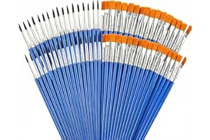 Round Flat Small Paint Brushes Bulk Pack - Detail Painting, Mini Brushes for Fine Art, Acrylic, Watercolor, Oil Painting, 2mm