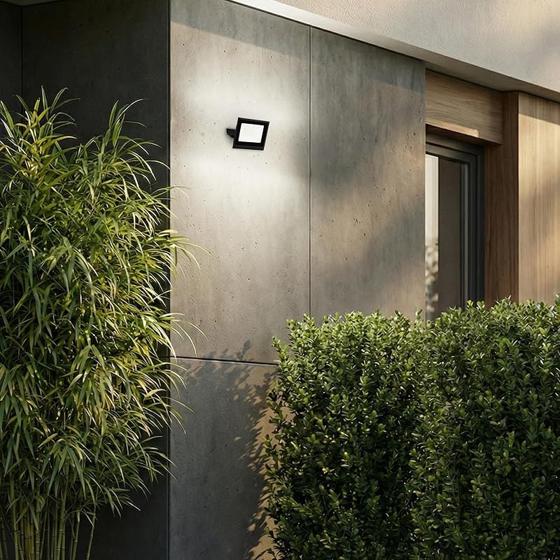 - Holofote LED exterior com luz branca neutra, 20W 1800 lm, ajustável, IP65 resistente ao pó e à água, foco LED exterior, para jardim e garagem, 11 x 14,5 x 3 cm, preto — foto 5 de 8