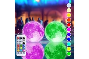 TIALLY Floating Pool Lights Solar Powered - 16" Full Moon Inflatable Led Lights for Pool, Floating Pool Light Ball for Swimming Pools, Ponds, Patio, Wedding, Pool Party Decor- 2 Pack