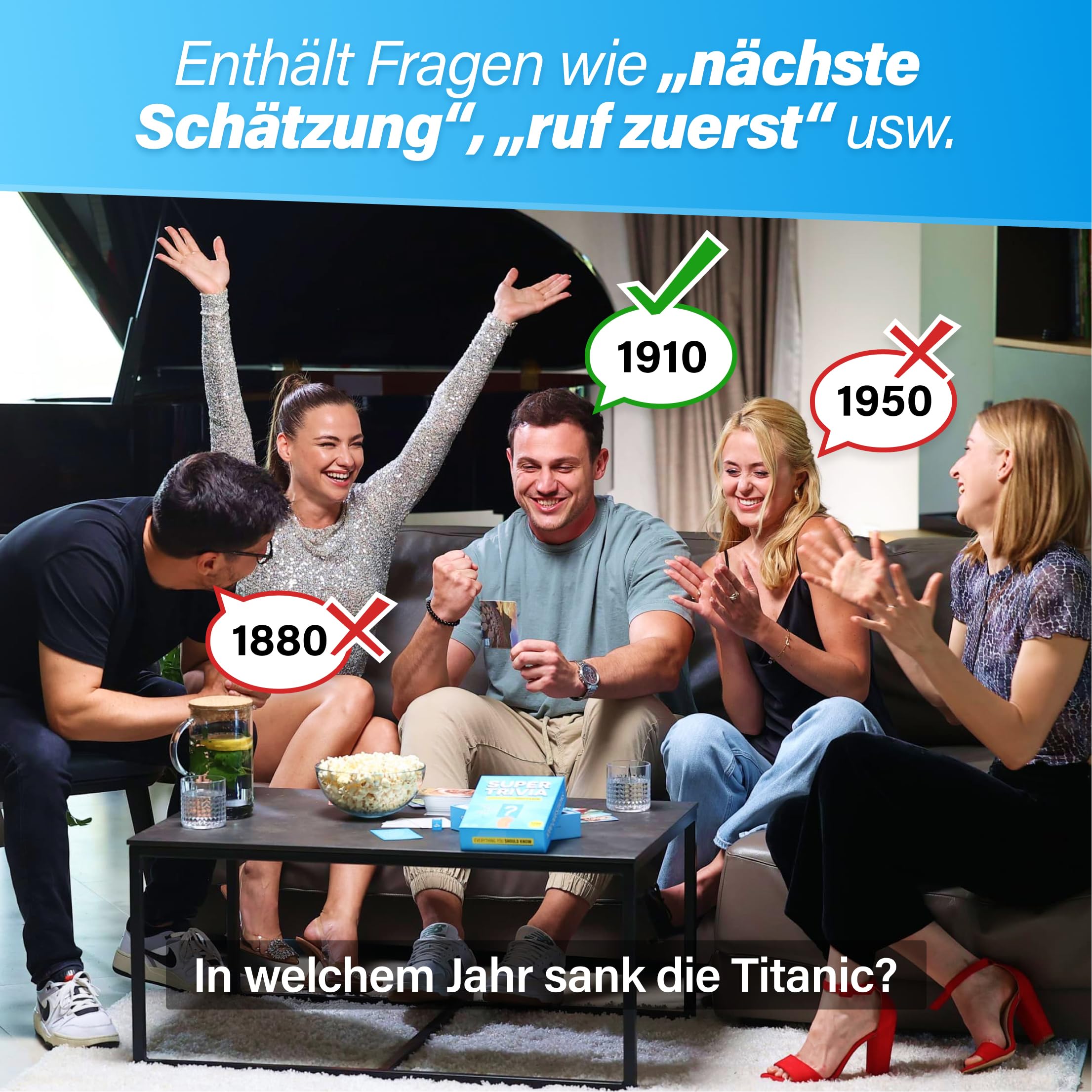 The World Game Super Quiz - Deutsche Version - Trivial Gesellschaftsspiele für Erwachsene mit 1200 Fragen - Brettspiele mit Quizkarten - Wissensspiel für Familie mit Teenagern - Party Spiele 5