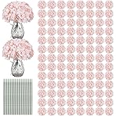 Auihiay 204PCS Hydrangea Artificial Flowers, Silk Artificial Hydrangea Flowers Heads with Stems, Hydrangea Artificial Flowers Bulk for Home Decor Wedding Table Centerpieces (Pink)