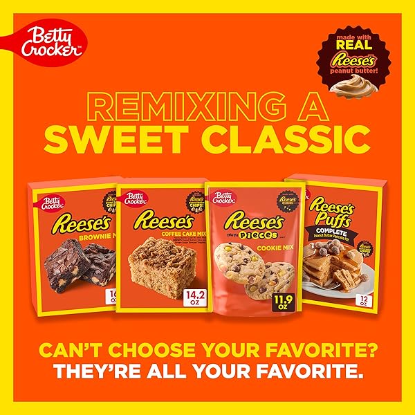 BETTY CROCKER REESE’S BROWNIE MIX WITH REESE’S PEANUT BUTTER CHIPS, HOLIDAY BAKING, 16 OZ