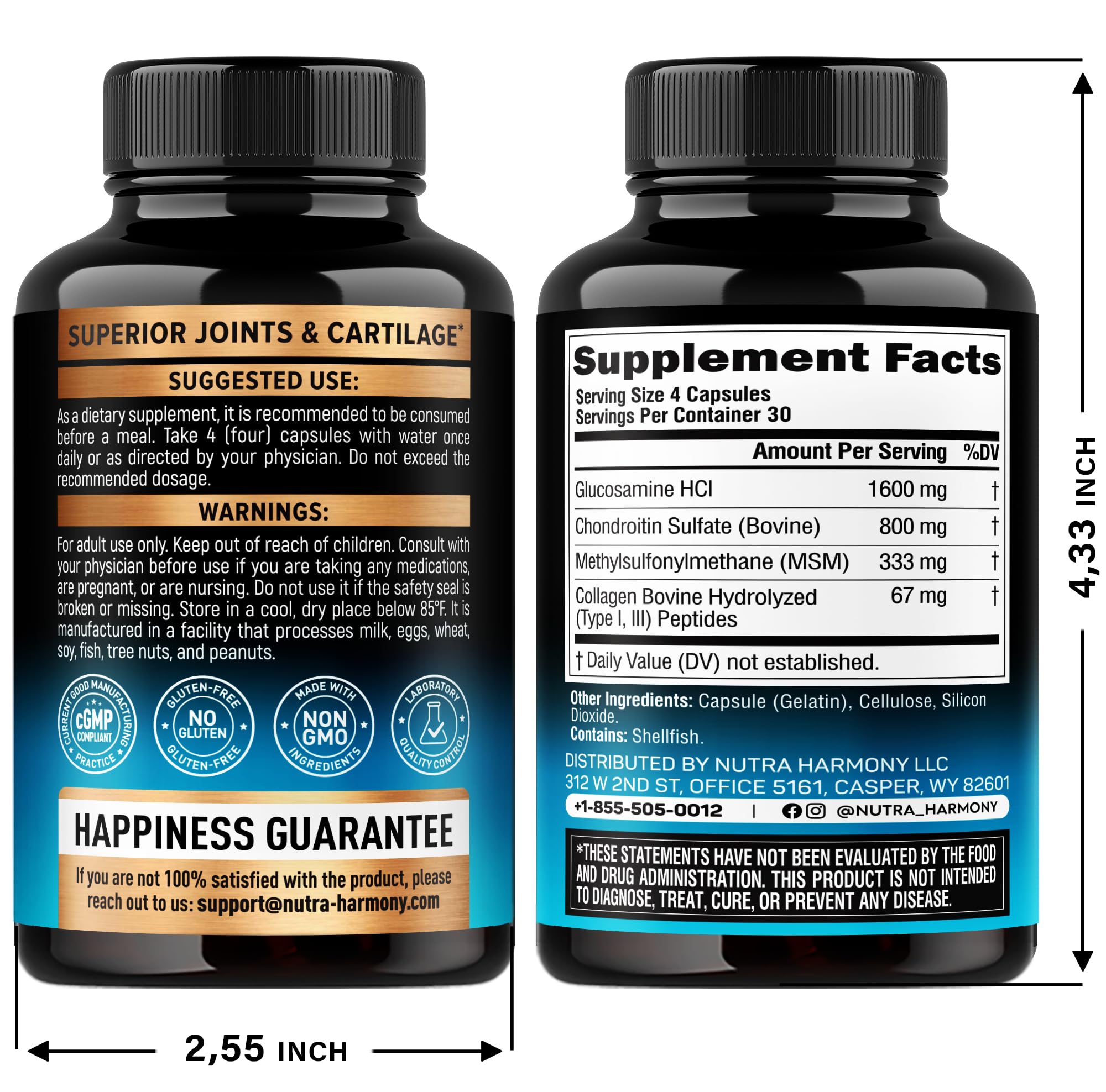 Glucosamine Chondroitin MSM Collagen | FSA HSA Eligible | Joint Support Supplement 2800 mg | Made in USA | FSA Approved Product Items | Flexibility Nutritional Vitamins | For Men & Women, 120 Capsules