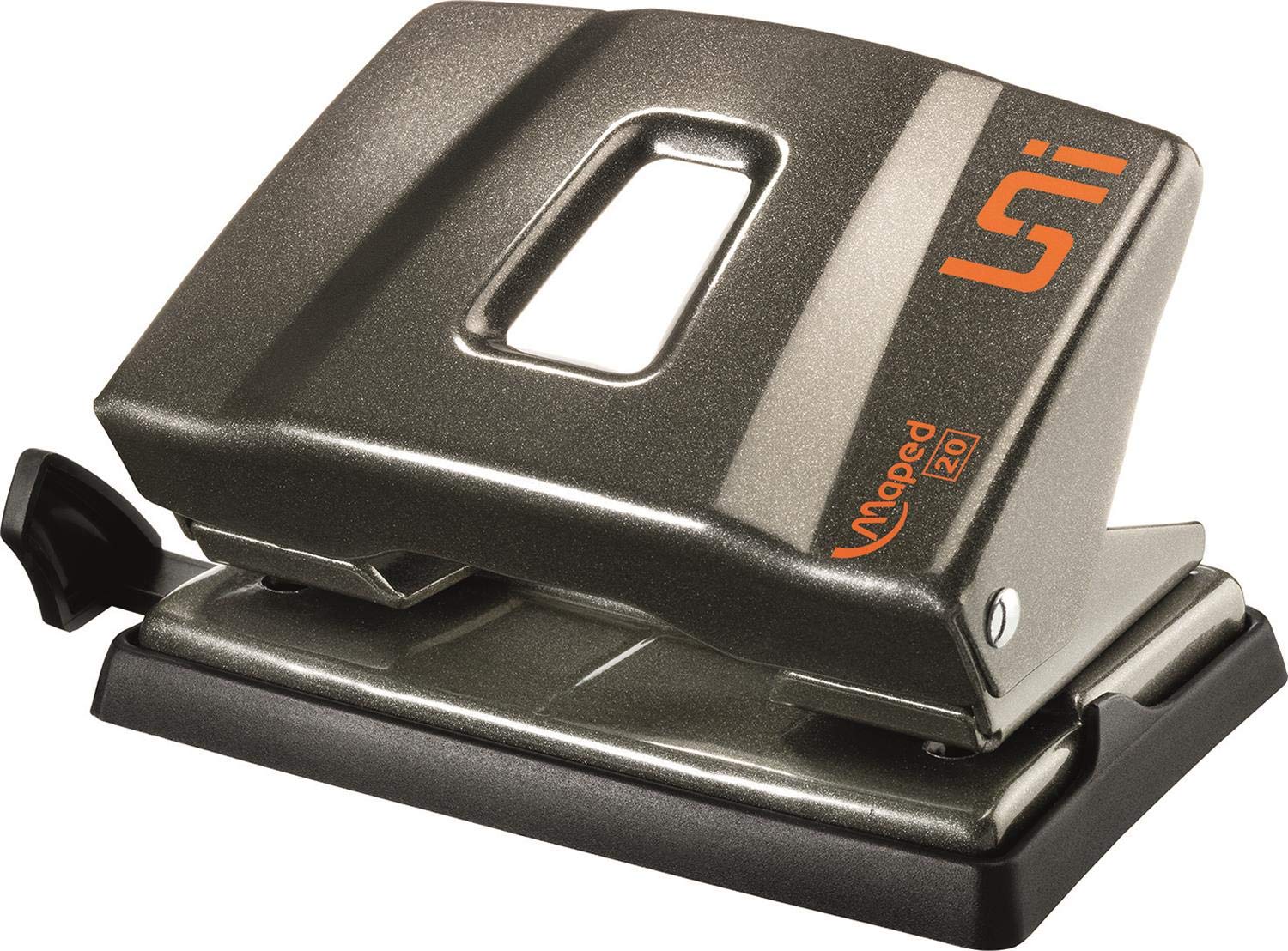 Maped Universal Metal 2-Hole Punch 20 to 25 Sheet Capacity - Optimized Staggering System and Confetti Reserve - Random Colour