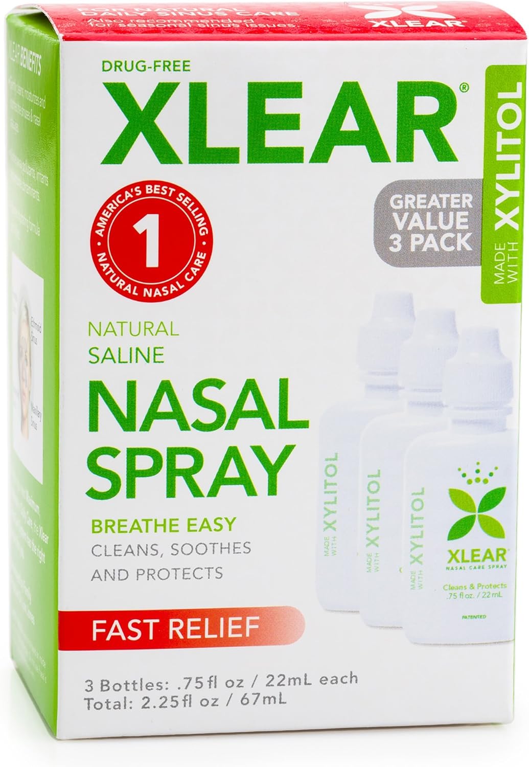 Xlear Saline Nasal Spray with Xylitol - 0.75 oz - 3 ct: Health & Personal Care
