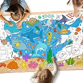 Gatherfun Under The Sea Party Giant Coloring Poster - 31.5X 72 Inches - Versatile Classroom Wall D&eacute;cor &amp; Birthday Activity - Sea Animal Poster or Table Cover for School Parties and Special Events