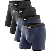 Nullktie Men's Boxer Briefs 5" Inseam, Ultra Soft Modal Underwear, Moisture Wicking Boxers for Men 4 Pack