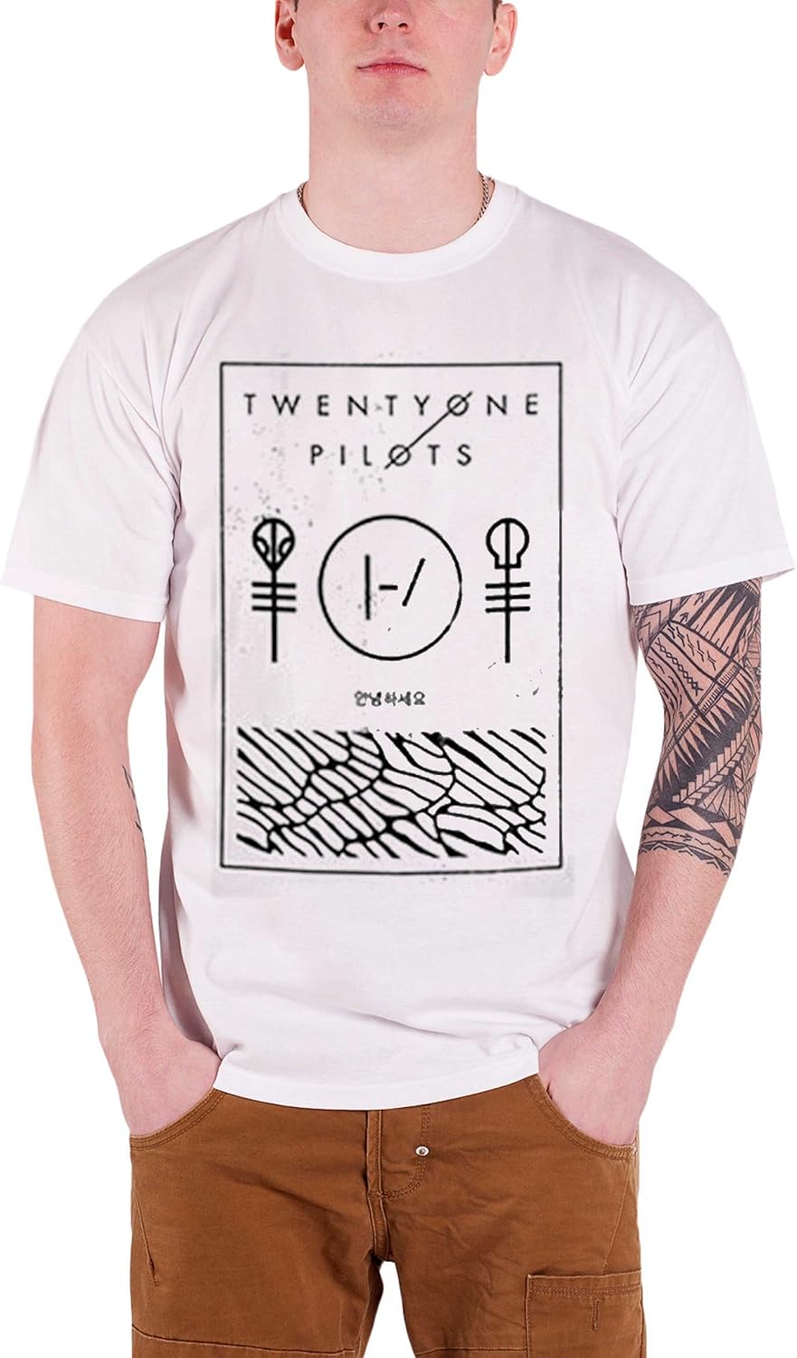 Twenty One Pilots 21 T Shirt Thin Line Box Band Logo Official Mens White Zelite