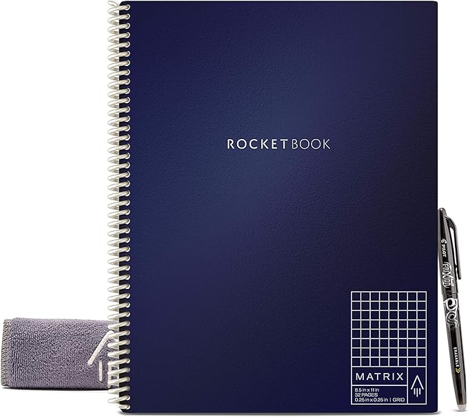 Rocketbook Matrix Graph Notebook EcoFriendly Reusable Notebook with 1 Pilot