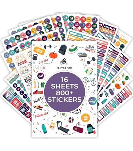 Simple Stories Carpe Diem - Tablet Di Adesivi Fitness 803 Pezzi Per Planner A5 - Multicolore