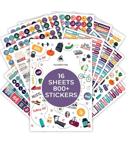 Simple Stories Carpe Diem - Tablet Di Adesivi Fitness 803 Pezzi Per Planner A5 - Multicolore