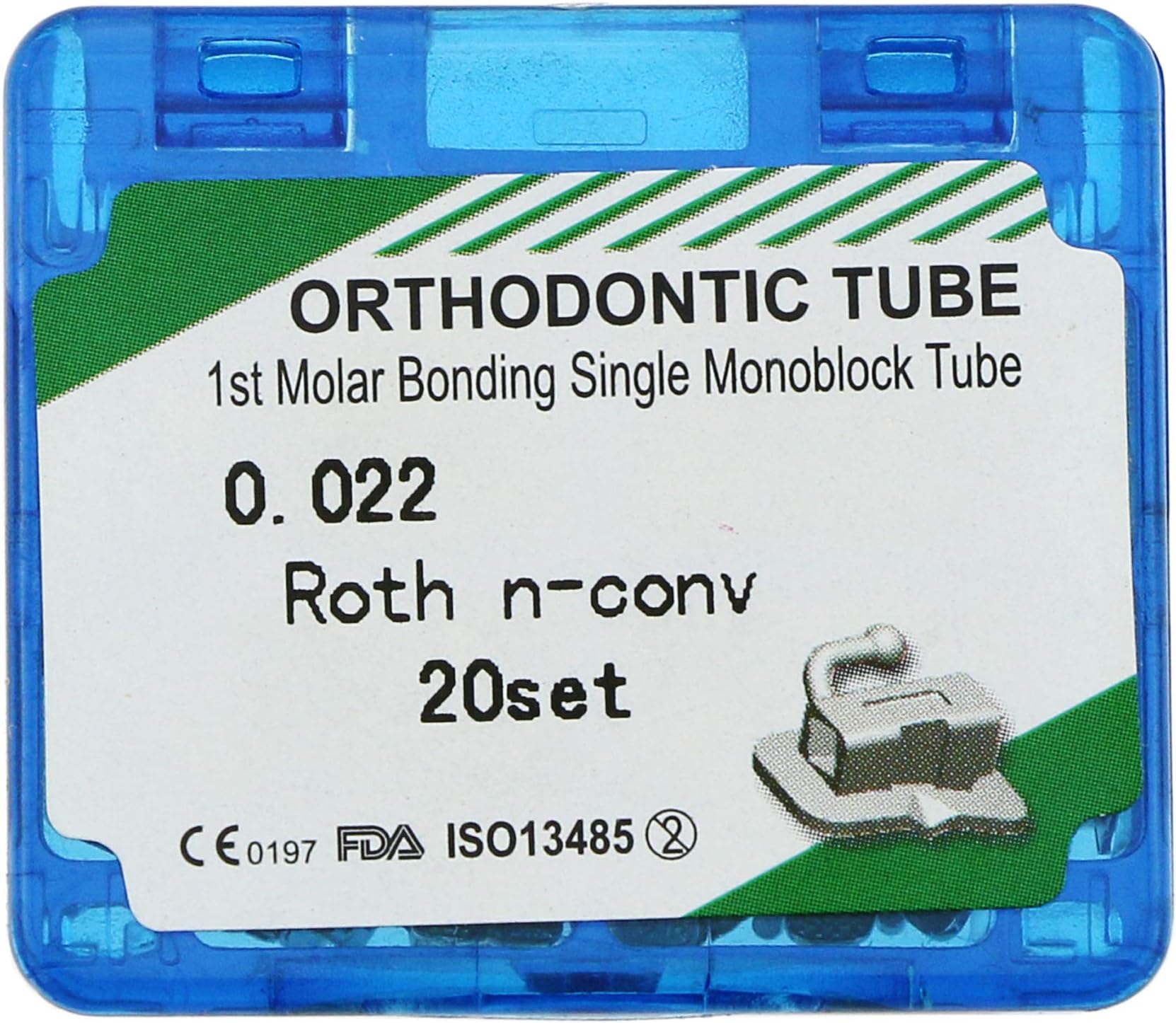 DENTALMALL Dental First Molar Tubes,Orthodontic monoblock Non-Convertible Tubes,roth 0.022,20 UL,20 UR,20 LL,20 LR.20 Sets in Total,80 Pieces