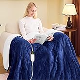 greenoak Heated Blanket Electric Twin 62"X84", Heating Blanket with 10 Heat Levels 1/2/4/6/8 Hours Auto-Off Overheat Protection, Flannel Sherpa Soft Warm Heater, ETL & FCC Sea Blue