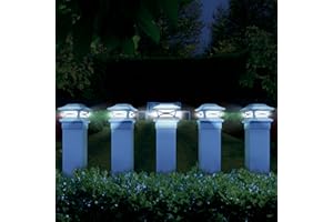 JVK GOODS Solar Post Cap Lights Outdoor 2 Pack, Fits 4x4, 5x5, 6x6 Square or Round Post & Fence Deck Patio Garden Pathway, Rechargeable Solar Powered Warm-of-White, Work All Night, Waterproof, Wight Color