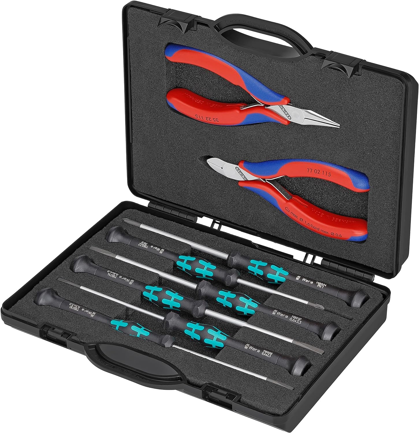 KNIPEX Case for Electronics Pliers with Tools for Work on Electronic Components 8 Parts 215 mm, 00 20 18