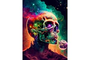 mrpwnle Skull Diamond Painting Kits for Adults-Skeleton Diamond Art Kits for Adults for Beginner,Round 5D Gem Art Kits for Adult DIY Crafts Kits for Gift Home Wall Decor Gifts(16x12inch)