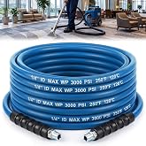 Innconee 1 Pcs 1/4" X 50' Blue Carpet Cleaning Solution Hose, Regular | 3000 PSI High Pressure Solution Line for Carpet Extractor, 250 Degree Heated Water Hose for Commercial Carpet Cleaner
