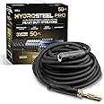 HYDROSTEEL PRO Garden Hose 50 Ft with Nozzle, 3x-Layer 304 Stainless Steel Metal Water Hose 50Ft, Rust Proof, Heavy Duty Flexible Hoses, 3/4" Crush Resistant Fittings, Non Kinking, 500 PSI