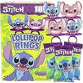 Lilo and Stitch Party Favors, Individually Wrapped Lollipop Rings, Cake and Cupcake Toppers, Box of 18