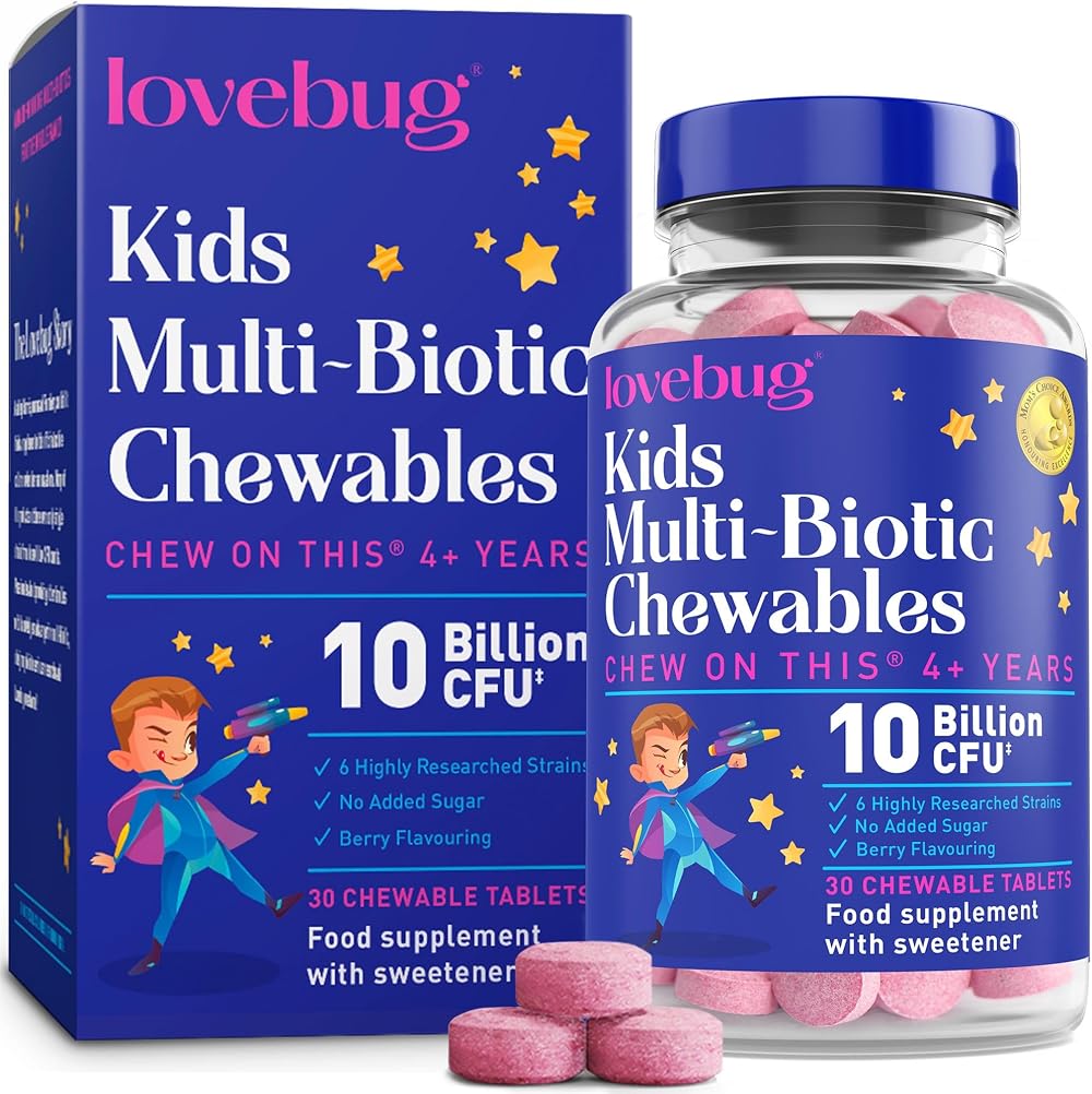Lovebug Kids Probiotic Chewables 10B CFU Prebiotics 30 Berry