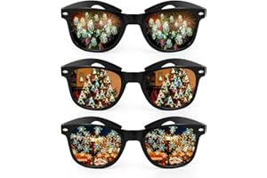 Beipegin 3PCS Christmas Diffraction Glasses, Light Refraction for Lights, 3D for EDM Festival Party