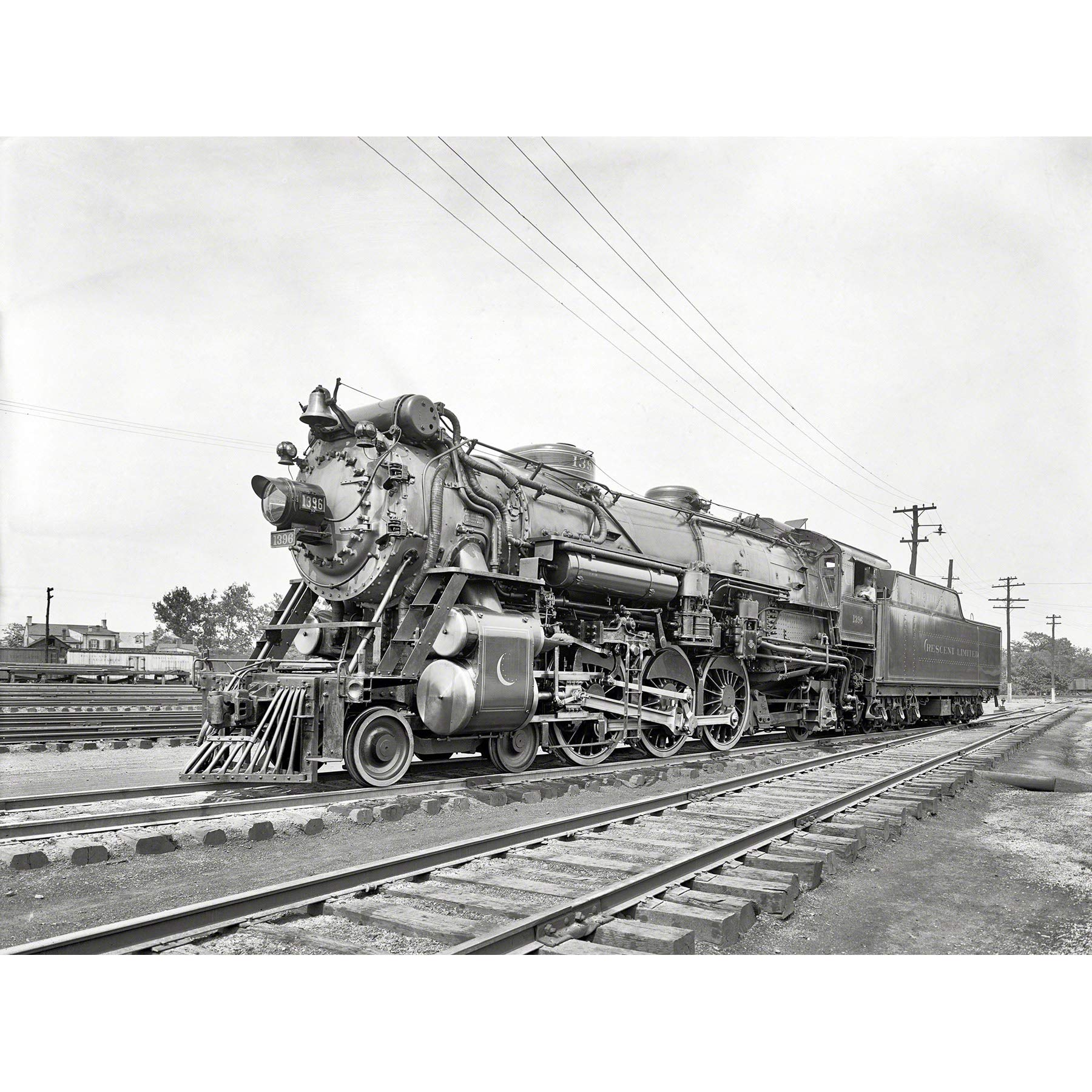 Wee Blue Coo Photography Black White Train Rail Steam Engine Locomotive Canvas Print